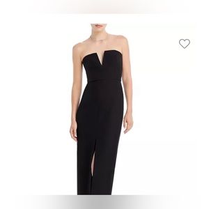BCBG Notched V Strapless Gown